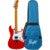 Flight Rock Series Pathfinder Baritone Red elektrische solid body ukelele met gigbag