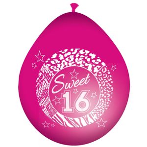 8x Roze sweet 16 leeftijd ballonnen