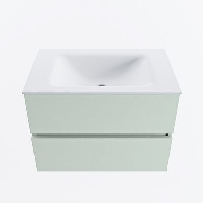 MONDIAZ VICA 70cm badmeubel onderkast Greey 2 lades. Wastafel CLOUD midden zonder kraangat, kleur Talc.