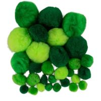 Pompons - 90x - groene tinten - 10-40 mm - hobby/knutsel materialen