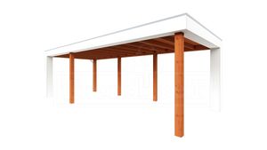 Tijdelijk 15% korting | Buitenverblijf Verona 755x335 cm - Plat dak model links- Plat dak- Onbehandeld lariks Douglas hout- Trendhout