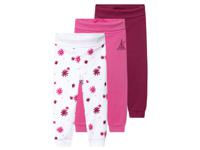 lupilu 3 baby joggingbroeken (74/80, Patroon/roze/paars)
