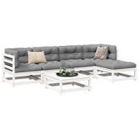 6-delige Loungeset massief grenenhout wit