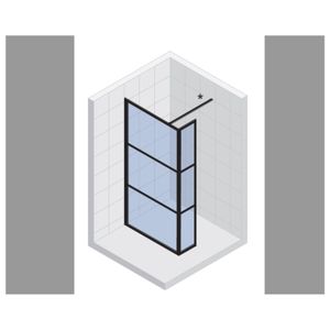 Inloopdouche met Zijwand Riho Grid 120x200 cm 6 mm Helderglas Zwarte Profielen