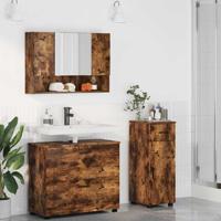 Badkamermeubelset 3 pcs Gerookt eiken 76,5 x 35 x 64 cm