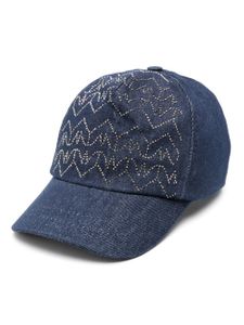 Patrizia Pepe casquette en jean à logo strassé - Bleu