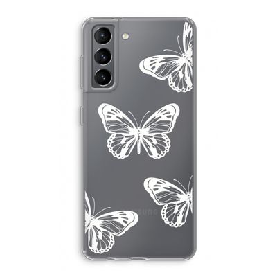 White butterfly: Samsung Galaxy S21 Transparant Hoesje