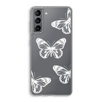 White butterfly: Samsung Galaxy S21 Transparant Hoesje