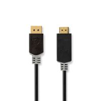 DisplayPort-Kabel | DisplayPort Male | HDMI Connector | 4K@30Hz | Verguld | 3.0 m | Rond | PVC | Antraciet