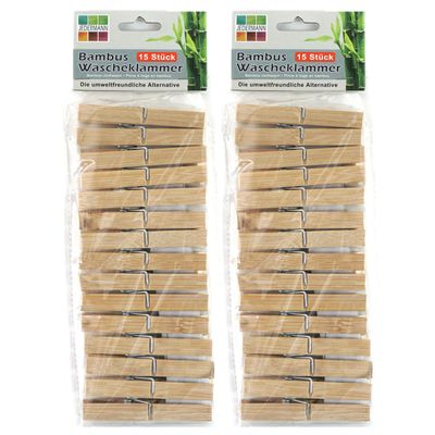 Jedermann wasknijpers - 30x - bamboe hout - 9,5 cm