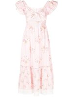 LoveShackFancy robe Emeka mi-longue à fleurs - Rose