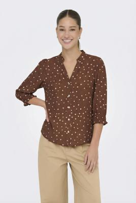 Only Onlraya 3/4 Shirt Wvn Noos T-shirt Lange Mouw Cocoa Brown