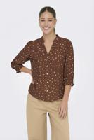 Only Onlraya 3/4 Shirt Wvn Noos T-shirt Lange Mouw Cocoa Brown