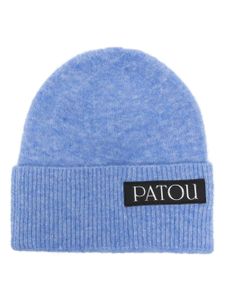 Patou bonnet en laine à patch logo - Bleu