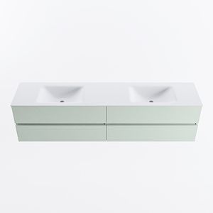 MONDIAZ VICA 200cm badmeubel onderkast Greey 4 lades. Wastafel CLOUD dubbel 2 kraangaten, kleur Talc.