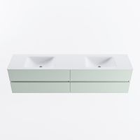 MONDIAZ VICA 200cm badmeubel onderkast Greey 4 lades. Wastafel CLOUD dubbel 2 kraangaten, kleur Talc.