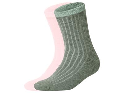 esmara 2 Paar dames huissokken (Groen/roze, 39-42)