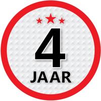 4 jaar leeftijd sticker - rond - Dia 15 cm - 4 jaar verjaardag - jubileum - leeftijd versiering