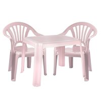 Kinderstoelen 2x met tafeltje set - buiten/binnen - roze - kunststof - thumbnail