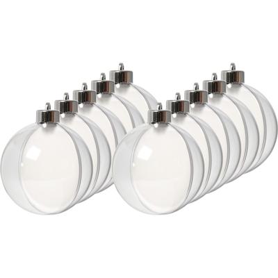 DIY Kerstballen - 10x st - transparant - D8 cm - kunststof - knutselen