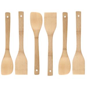 Keukengerei spatels/lepels set - 30 cm - hout - 6x delig - roerlepels - extra stevig