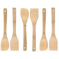 Keukengerei spatels/lepels set - 30 cm - hout - 6x delig - roerlepels - extra stevig