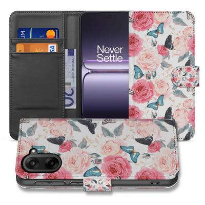 OnePlus Nord CE 5 | Book Case | Hoesje met Roze Butterfly Roses Design