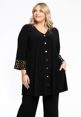 Yoek Vest met pailletten | Zwart | Maat 54/56