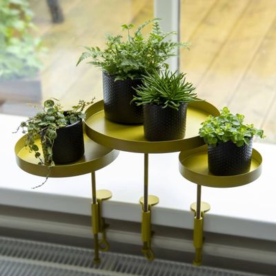 Esschert Design plantenblad met klem rond l goudkleurig