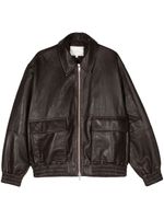 Studio Nicholson veste en cuir Piston à fermeture zippée - Marron