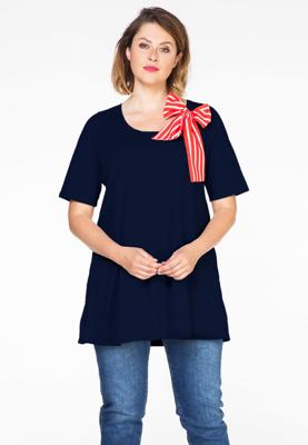 Yoek Tunic flare scarf | Blauw | Maat XXL