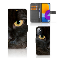 Samsung Galaxy M52 Telefoonhoesje met Pasjes Zwarte Kat