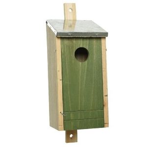 Houten vogelhuisje/nestkastje donkergroene voorzijde 26 cm   -