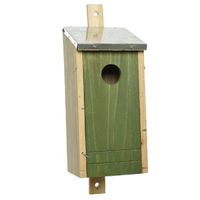 Houten vogelhuisje/nestkastje donkergroene voorzijde 26 cm   - - thumbnail