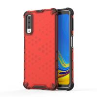 Schokbestendige honingraat PC + TPU Case voor Galaxy A7 (2018) (rood)