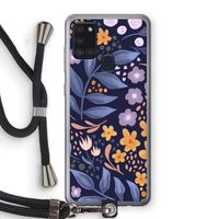 Flowers with blue leaves: Samsung Galaxy A21s Transparant Hoesje met koord