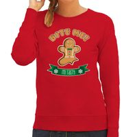 Foute Kersttrui/sweater voor dames - Gingerbread koekemannetje - rood - Bite Me