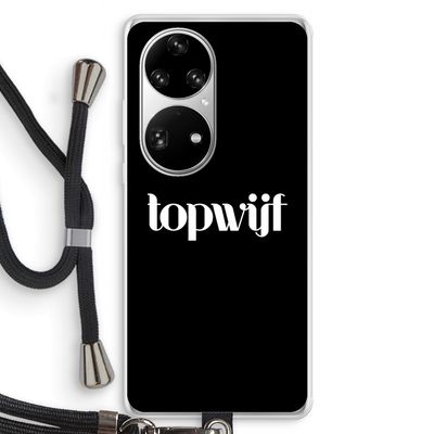 Topwijf Zwart: Huawei P50 Pro Transparant Hoesje met koord