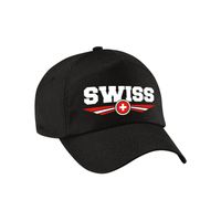 Zwitserland / Swiss landen pet / baseball cap zwart voor volwassenen - Verkleedhoofddeksels
