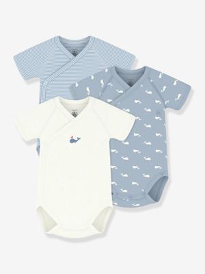 Set van 3 gekruiste body's baby PETIT BATEAU wit