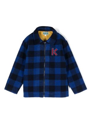 Kenzo Kids veste en laine à logo brodé - Bleu