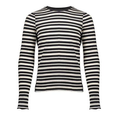 Geisha winter top meisjes - zwart/wit - ajour - longsleeve, gestreept