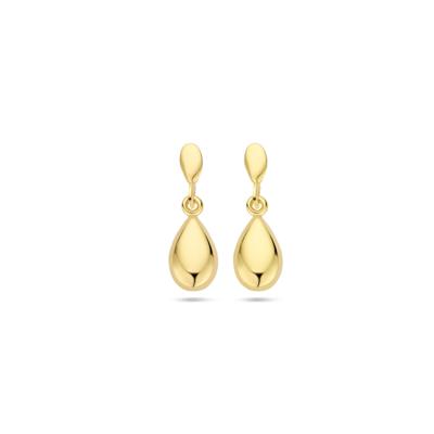Verfijnde 14k Geelgouden Oorhangers met Druppelontwerp - Totale Hoogte 18mm
