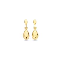 Verfijnde 14k Geelgouden Oorhangers met Druppelontwerp - Totale Hoogte 18mm