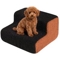 Hondenhelling met 2 Treden Flexibele Trap voor Huisdieren Antislipbodem en Afneembare Bekleding-Zwart