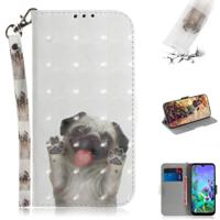 3D schilderij Pug patroon gekleurde tekening horizontale Flip lederen case voor LG q60 met houder & kaartsleuven & portemonnee