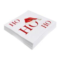 Kerstservetten - 20x - Ho Ho Ho - wit - thema - 33 x 33 cm - 3 laags