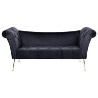 Beliani NANTILLY - Chaise longue-Zwart-Fluweel