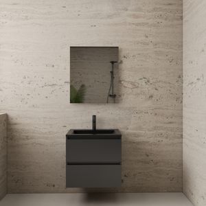 ACTIE BWS Badmeubel | Paris | Antraciet 60 cm | Mat Zwart Wastafel | 1 Kraangat
