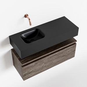 Toiletmeubel Mondiaz Andor | 80 cm | Meubelkleur Dark brown | Lex vrijhangend wastafel Urban Links | Zonder kraangat